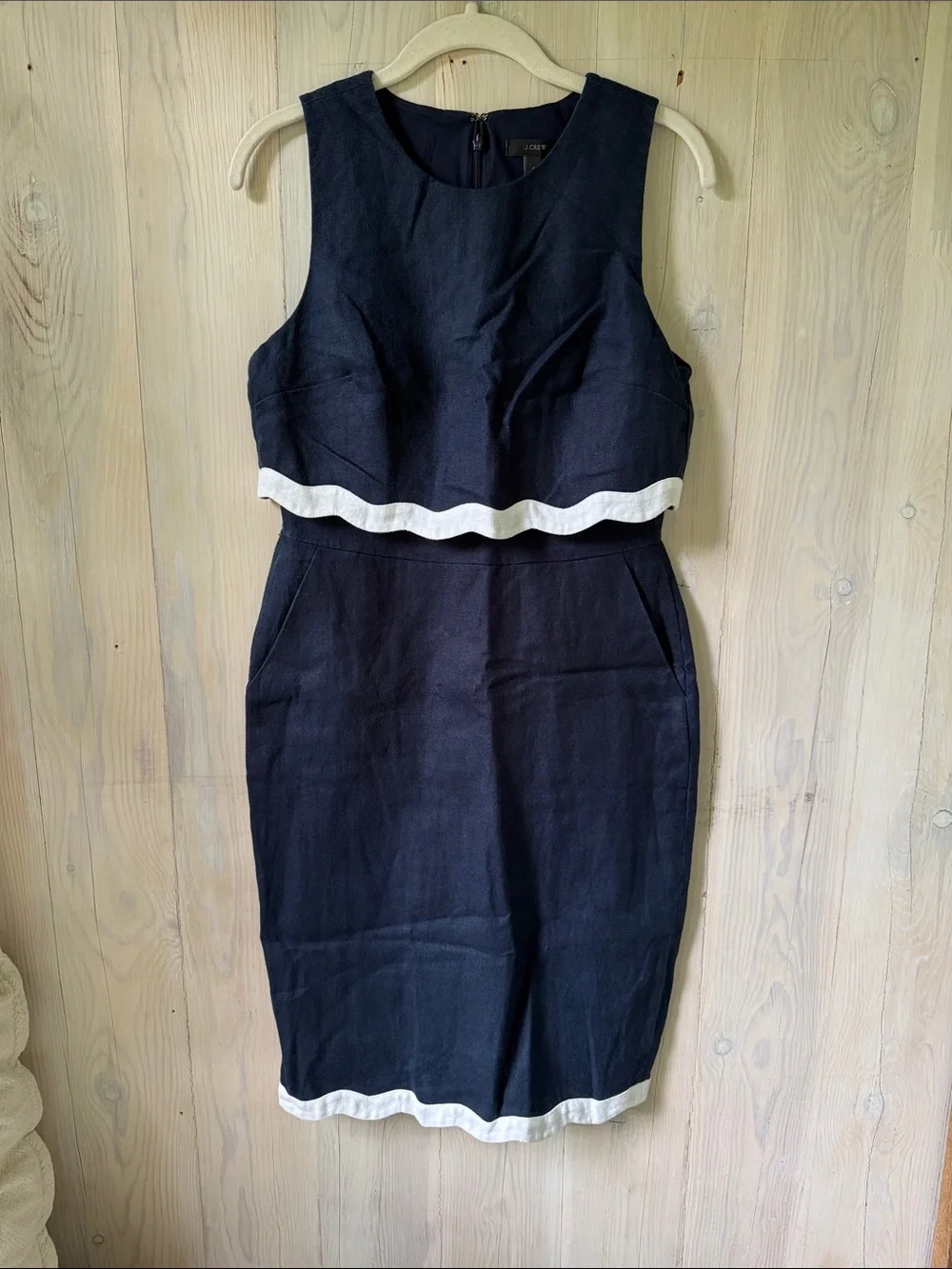 J. Crew Linen Scallop Detailed Dress Size 4